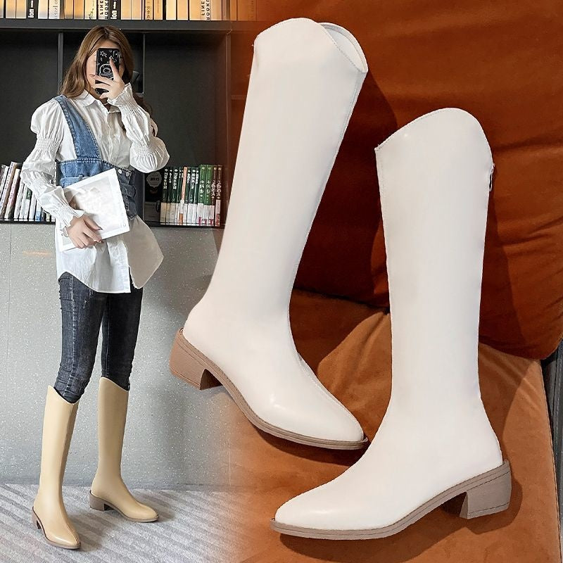Overknee-Stiefel mit Fleece-Futter und Blockabsatz