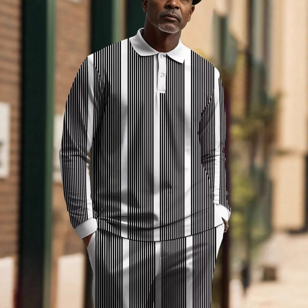 Gestreiftes Langarm-Polohemd für Herren – Bild 1 | LuxeStyle