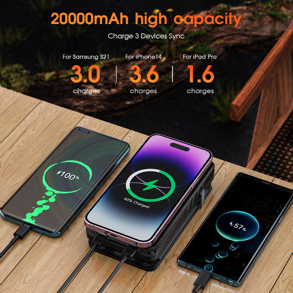 Faltbare Solar Powerbank mit Wireless Charging
