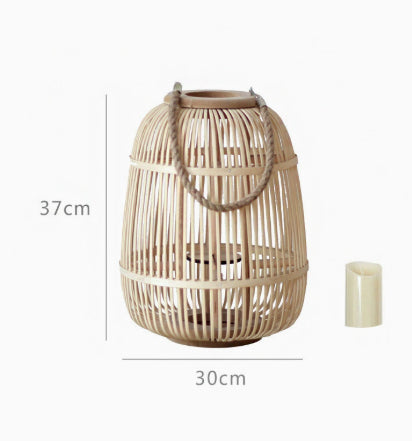 Boho Kerzenhalter «Rattan» · stehendes Windlicht für Garten & Wohnen