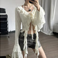 Gerafftes V-Neck Cropped Top