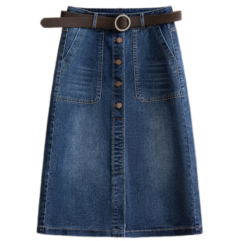 High-Waist A-Linien Midikleid aus Baumwolle