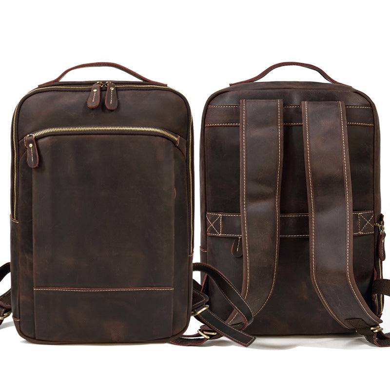 Lederrucksack mit Doppelreissverschluss