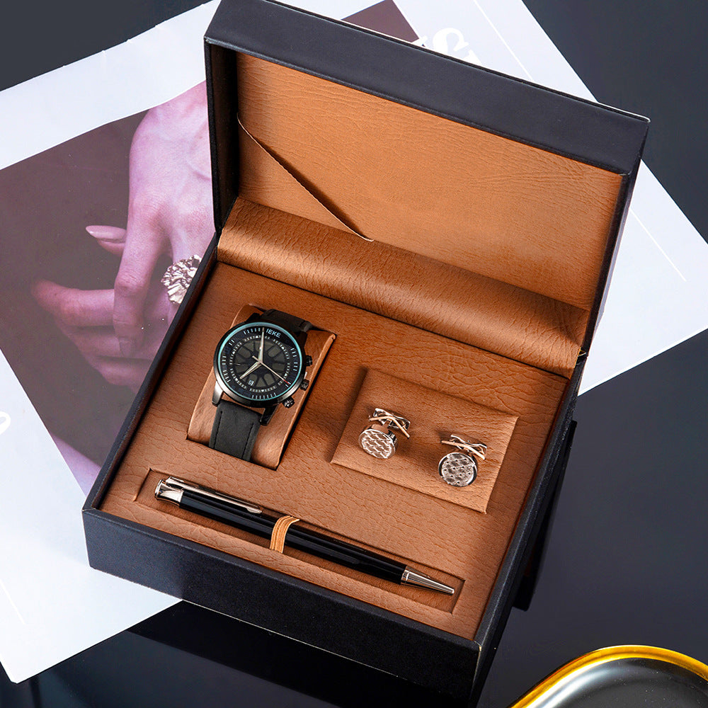 Herren-Geschenkset: Uhr, Stift & Manschettenknöpfe · 3 Stück | LuxeStyle