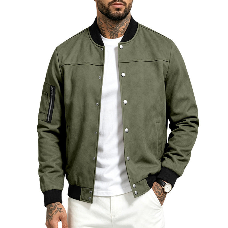 Herren Wildleder-Look Stehkragenjacke