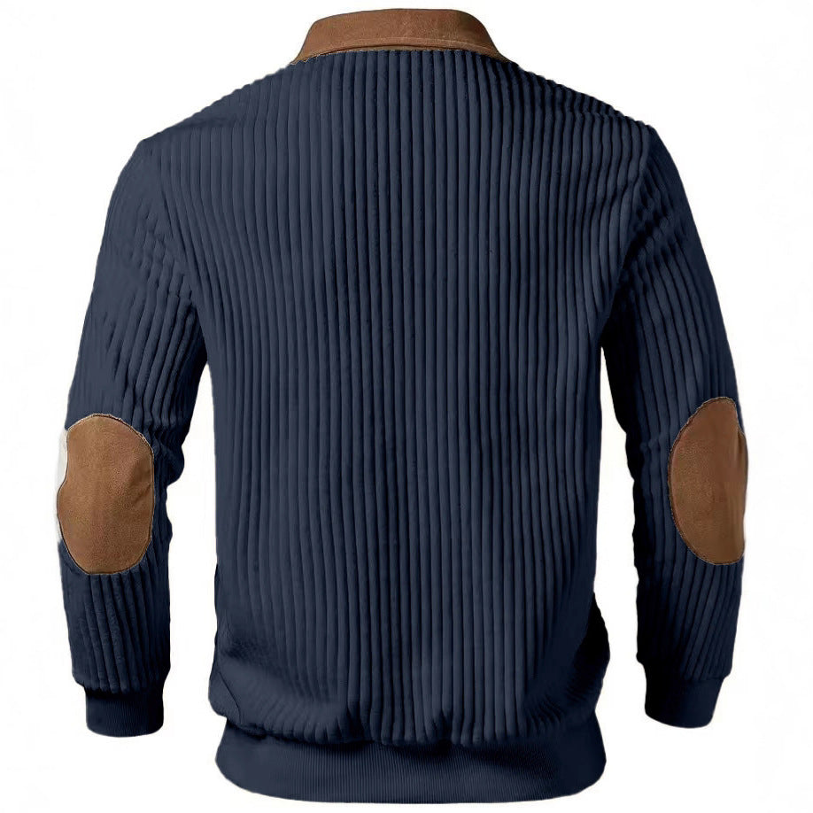 Herren Strickpullover mit Kerbkragen und Patchwork