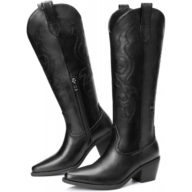 Western Stiefel mit hohem Schaft und seitlichem Reissverschluss