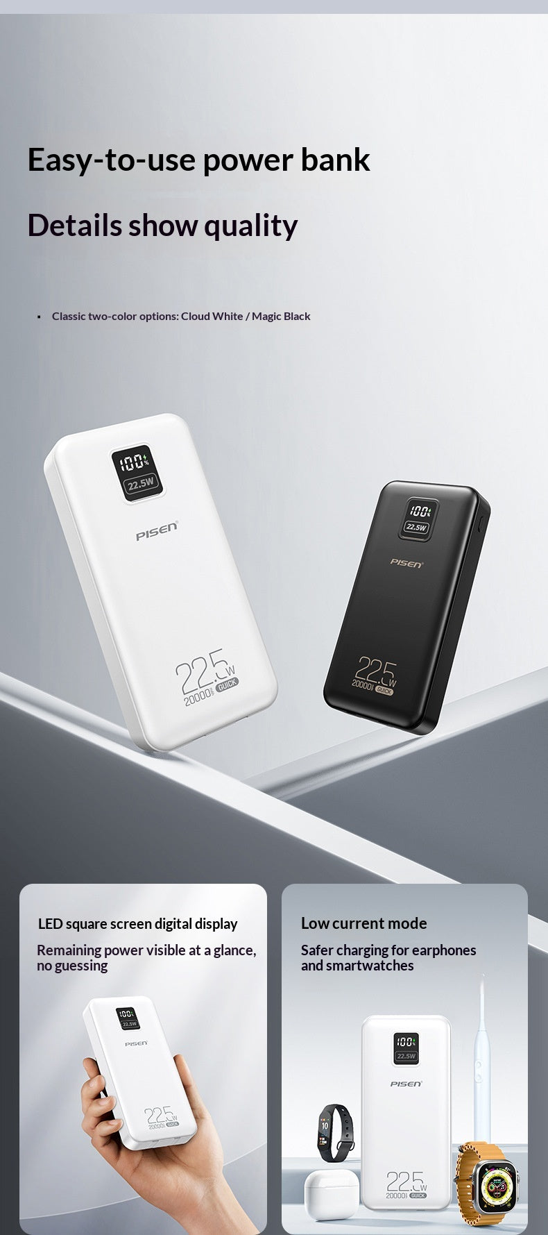 Powerbank mit LED-Anzeige, 20’000 mAh