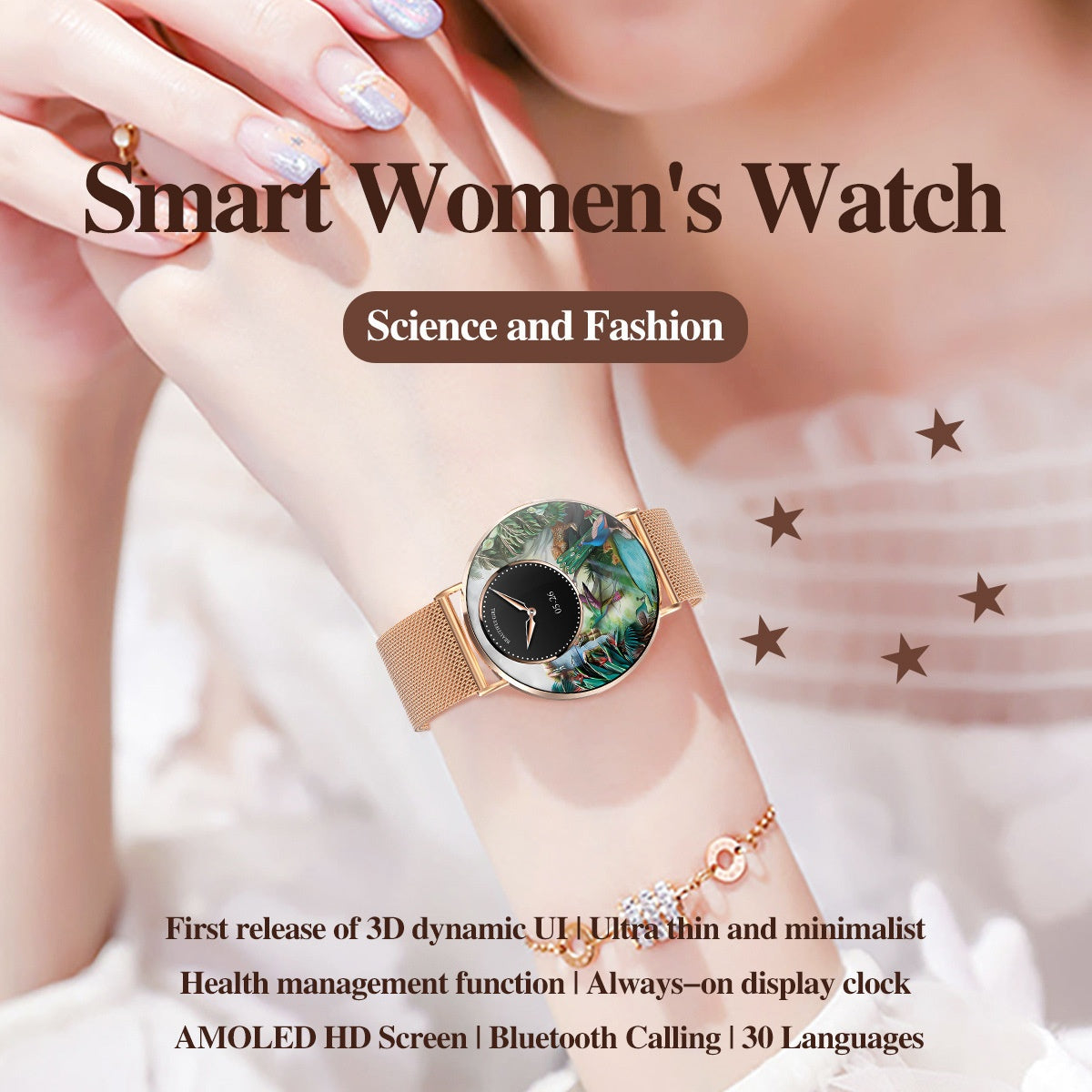 Bluetooth Smartwatch für Damen, ultradünn