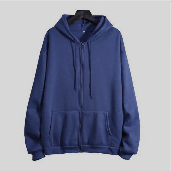 Hoodie Cardigan Solid-Fleece