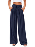 High-Waist Plissée Hose mit weitem Bein