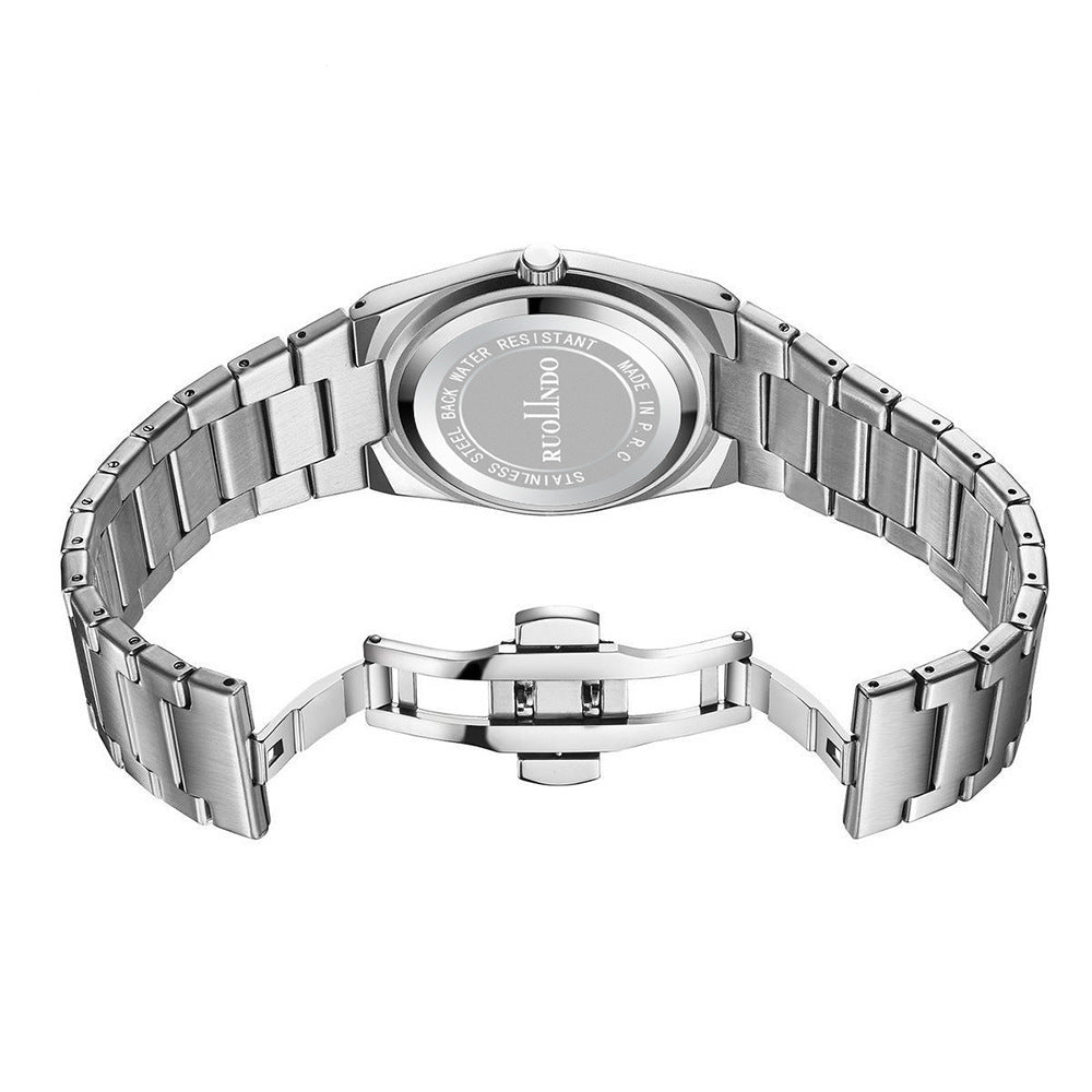 Dünne Herrenarmbanduhr mit Schmetterlingsverschluss