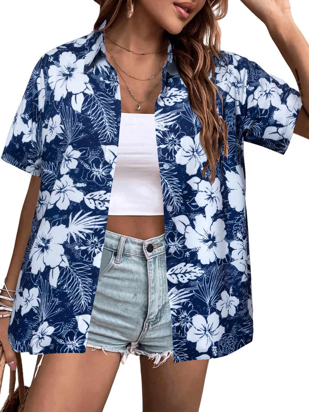 Bluse mit Blumenmuster, locker geschnitten