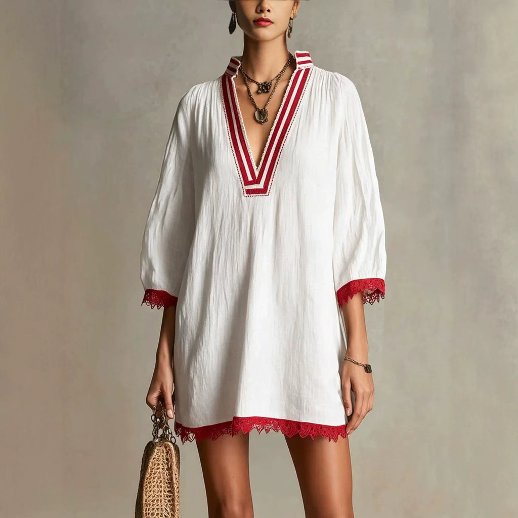 V-Ausschnitt Freizeitkleid für Damen | LuxeStyle