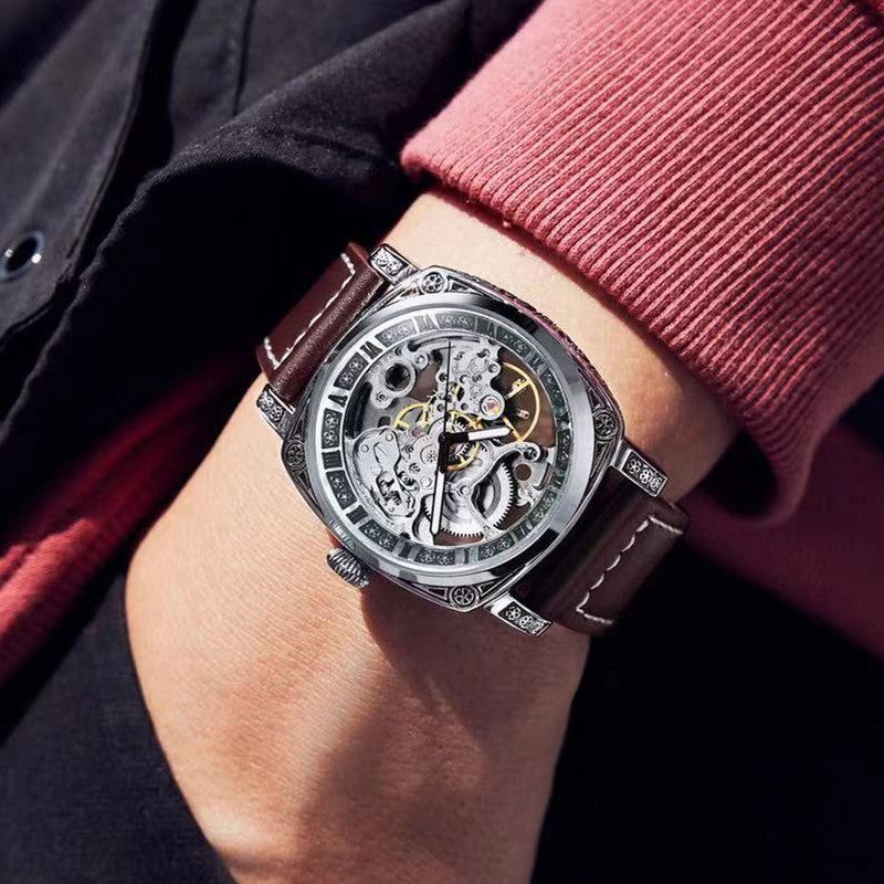 Automatische, leuchtende Herrenuhr aus Edelstahl – Bild 2 | LuxeStyle