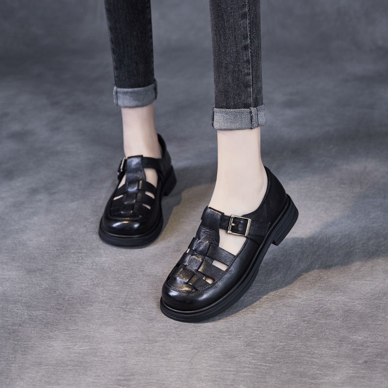 Leder-Sandalen mit runder Kappe – Bild 1 | LuxeStyle