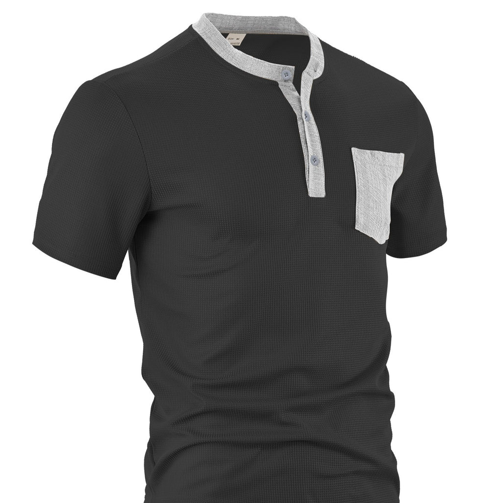 Herren Henley Shirt Waffelstrick Kurzarm – Bild 7 | LuxeStyle