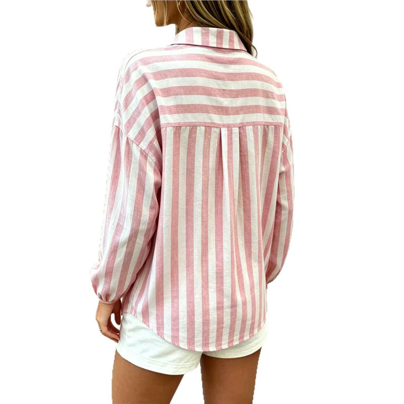 Gestreiftes Langarmshirt mit Reverskragen
