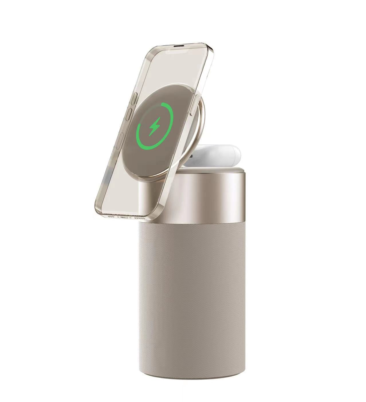 3-in-1 Wireless Charger & Bluetooth Speaker mit Touchlampe