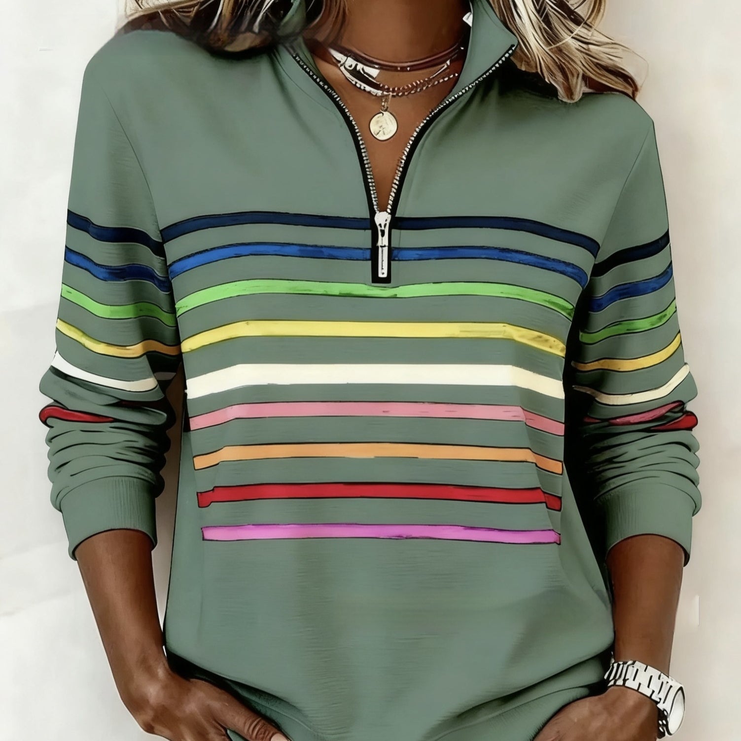 Weihnachts-Sweatshirt mit Print und Reißverschluss
