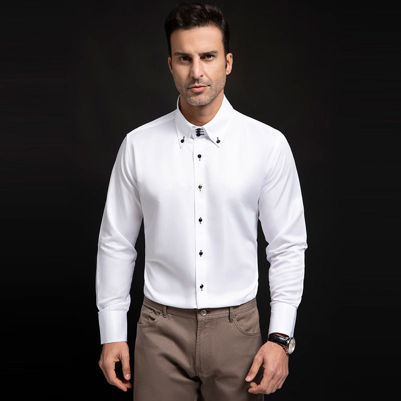 Herren-Rollkragen-Shirt mit Kristallknopf – Bild 6 | LuxeStyle