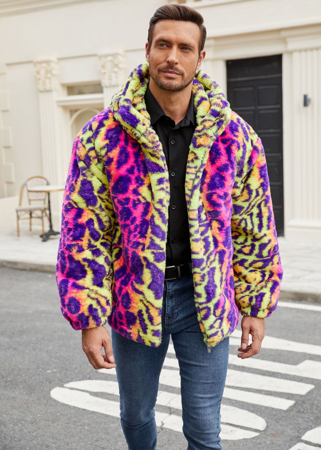 Herren Kunstfellmantel mit Leopardenmuster – Bild 4 | LuxeStyle
