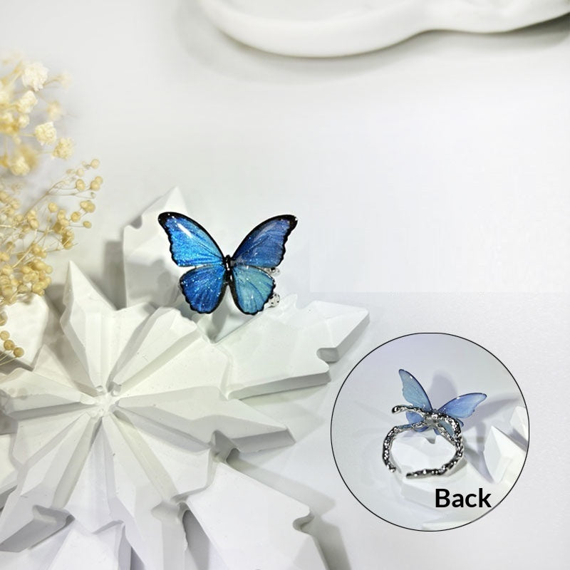 Verstellbarer offener Ring mit Schmetterling & Ranke