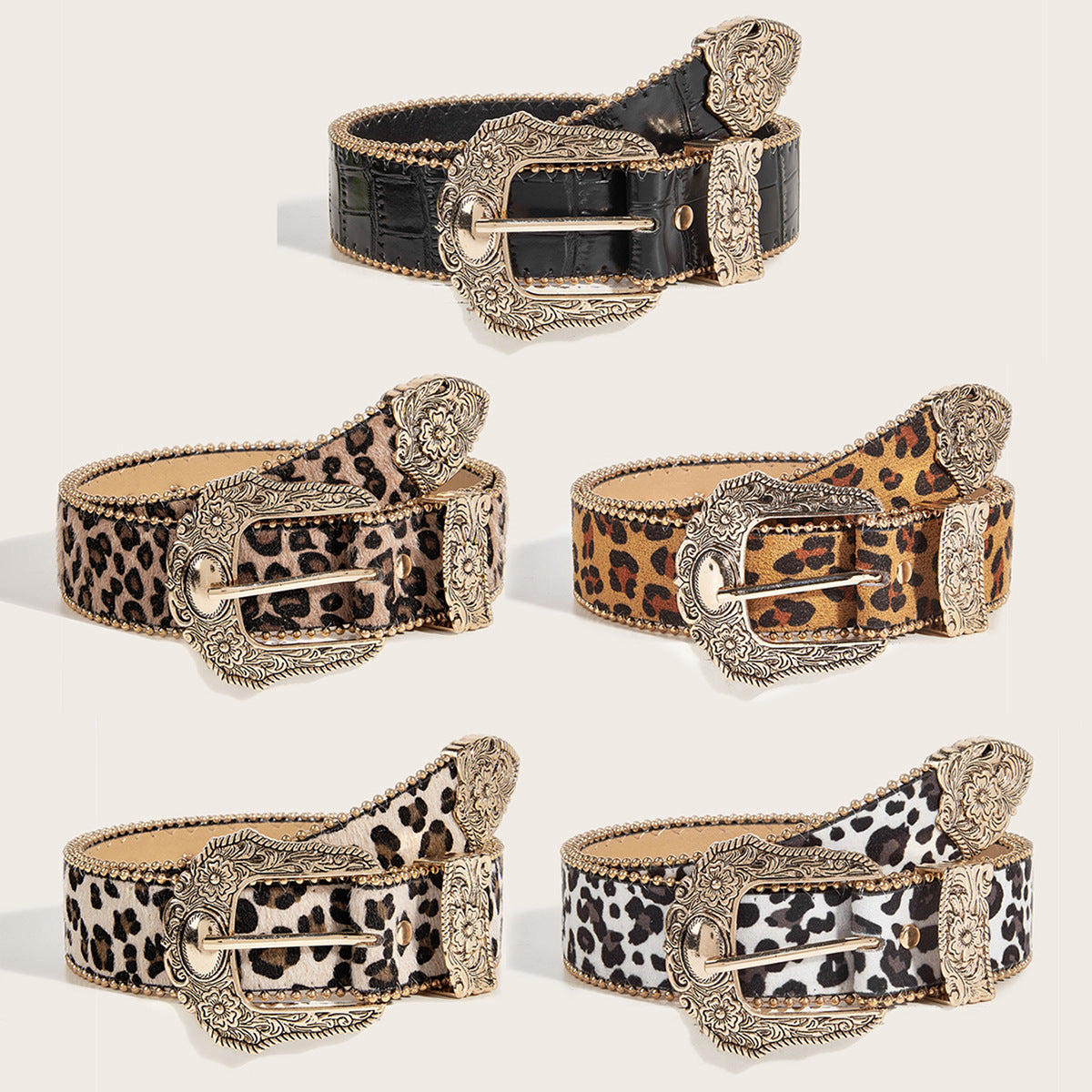 Damen-Gürtel mit Leoparden-Print