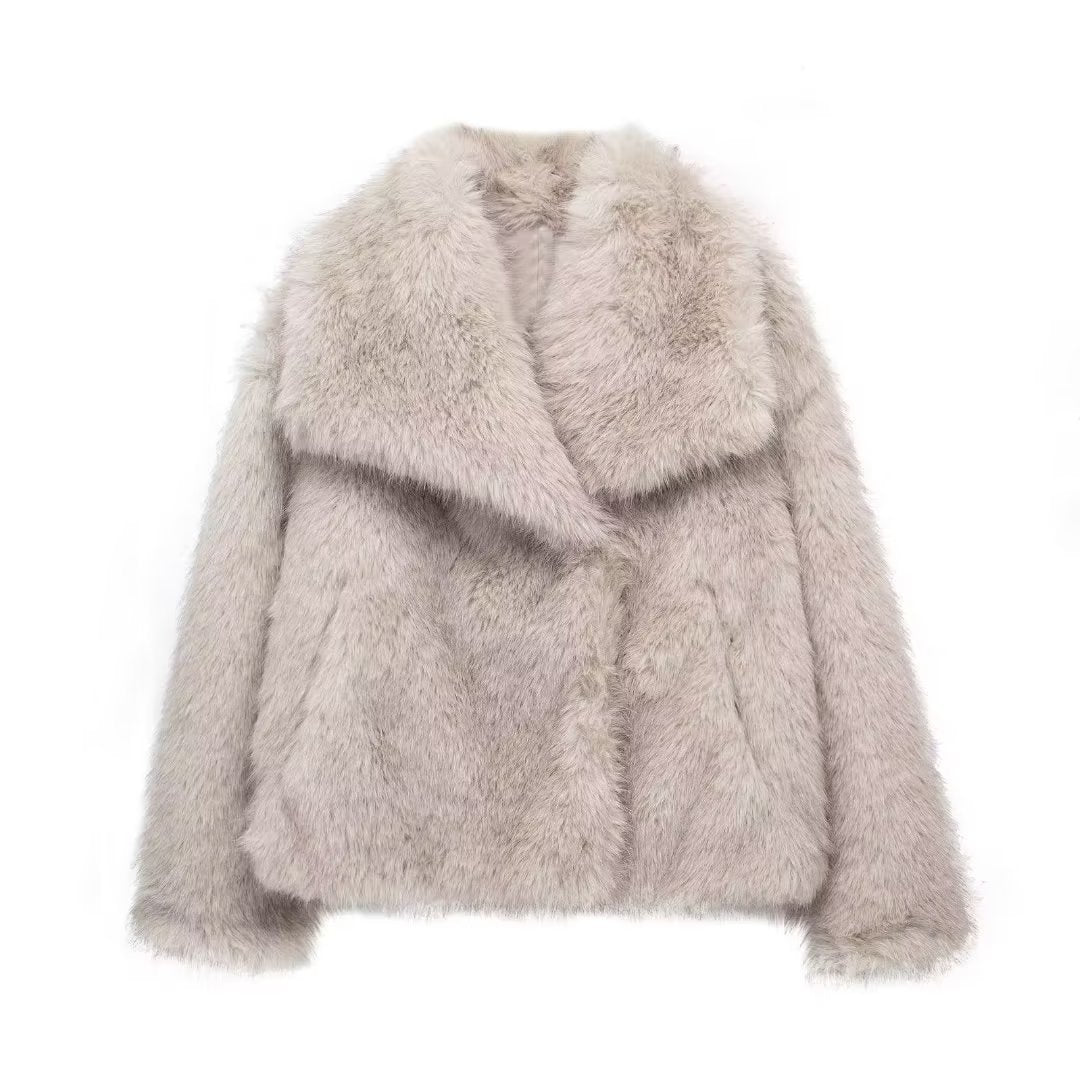 Winter Plüschjacke – Flauschige Lapel Jacke