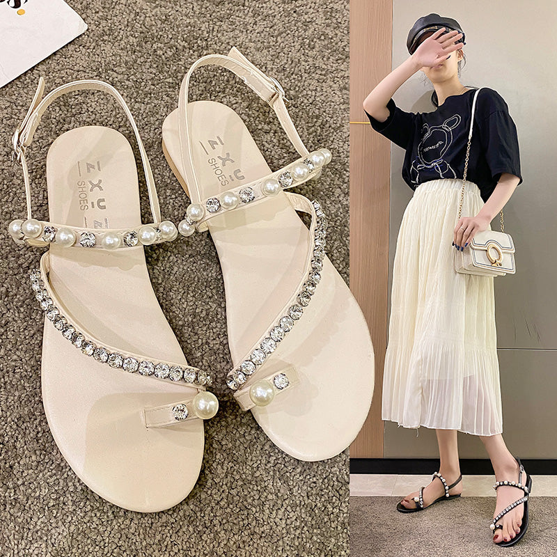 Römer Sandalen mit Strass & Perlen