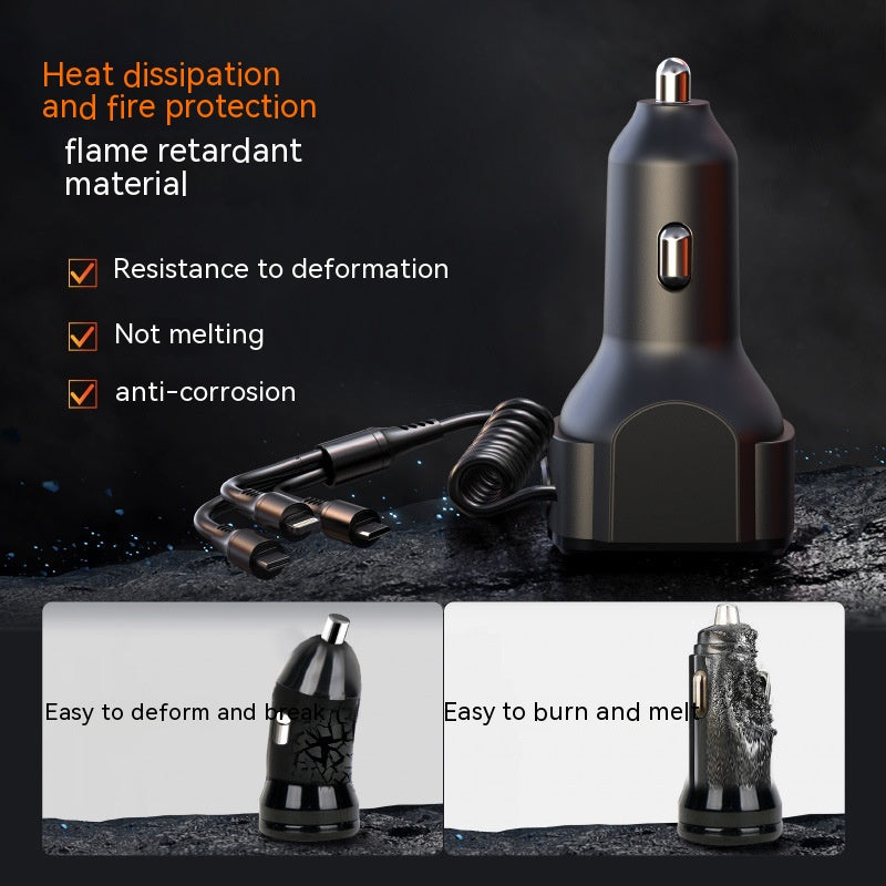 3-in-1 Auto-Ladeadapter mit Federkabel