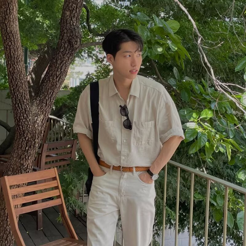 Japanisches Kurzarmhemd für Herren – Bild 7 | LuxeStyle