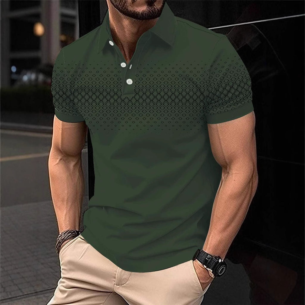 Herren-Casual Plaid-Print Polo-Shirt