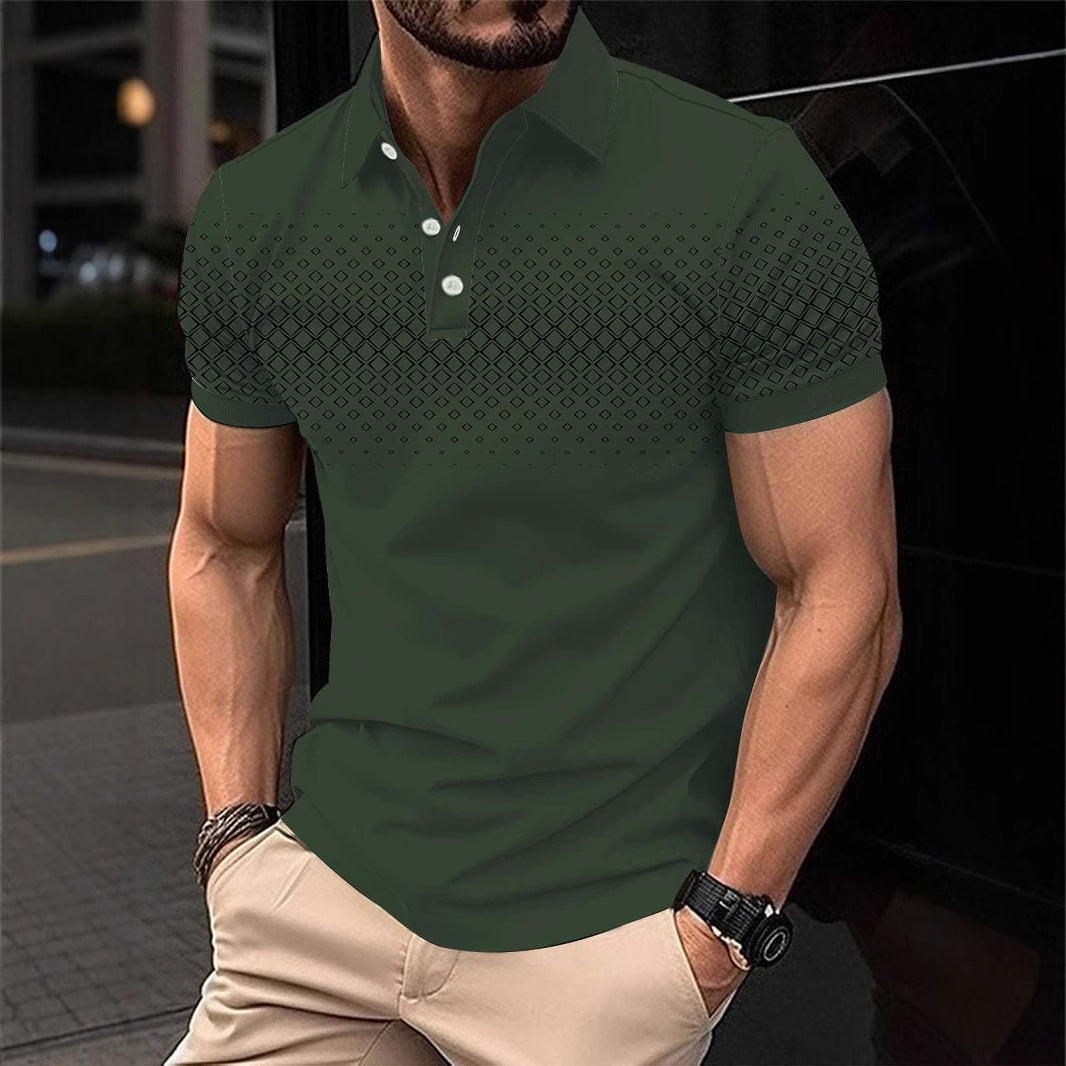 Herren-Casual Plaid-Print Polo-Shirt