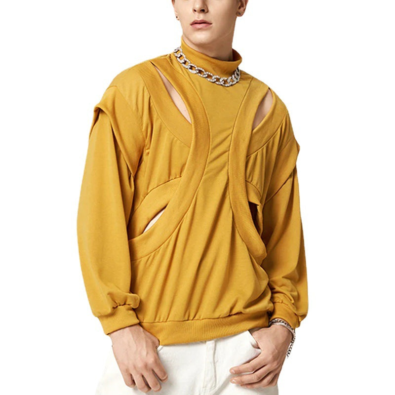Herren Langarmshirt mit Stehkragen und Ueberzupfschulter