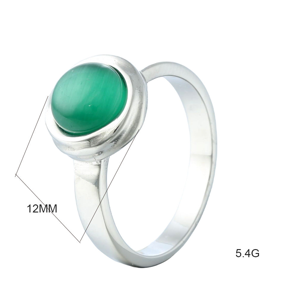 Titanstahl-Ring mit Katzenaugen-Stein