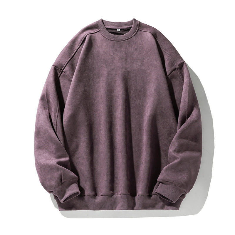 Herren Hoodie Suede-Optik, uni, lässig
