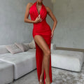 Elegantes Neckholder-Kleid mit Schlitz | LuxeStyle
