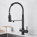 Küchenarmatur 3-in-1, schwarz, Edelstahl | LuxeStyle
