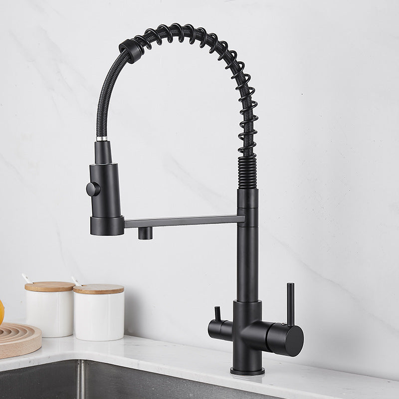 Küchenarmatur 3-in-1, schwarz, Edelstahl | LuxeStyle