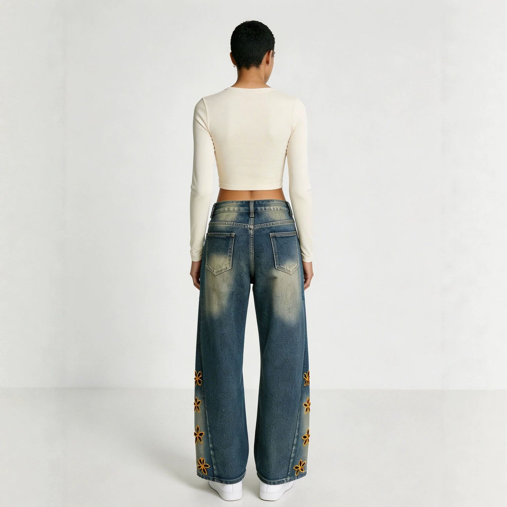 Retro Distressed Damen Jeans