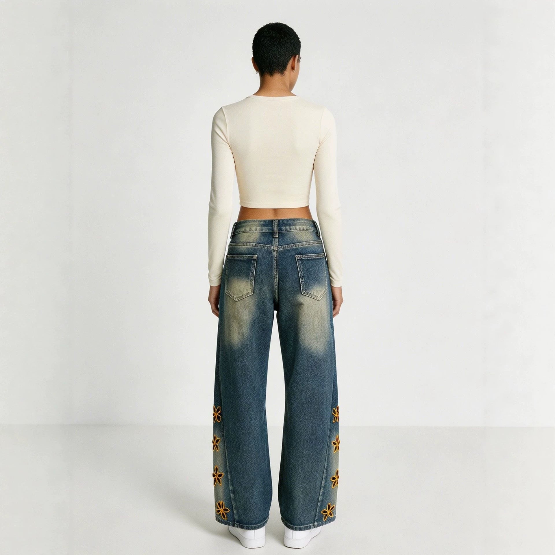 Retro Distressed Damen Jeans