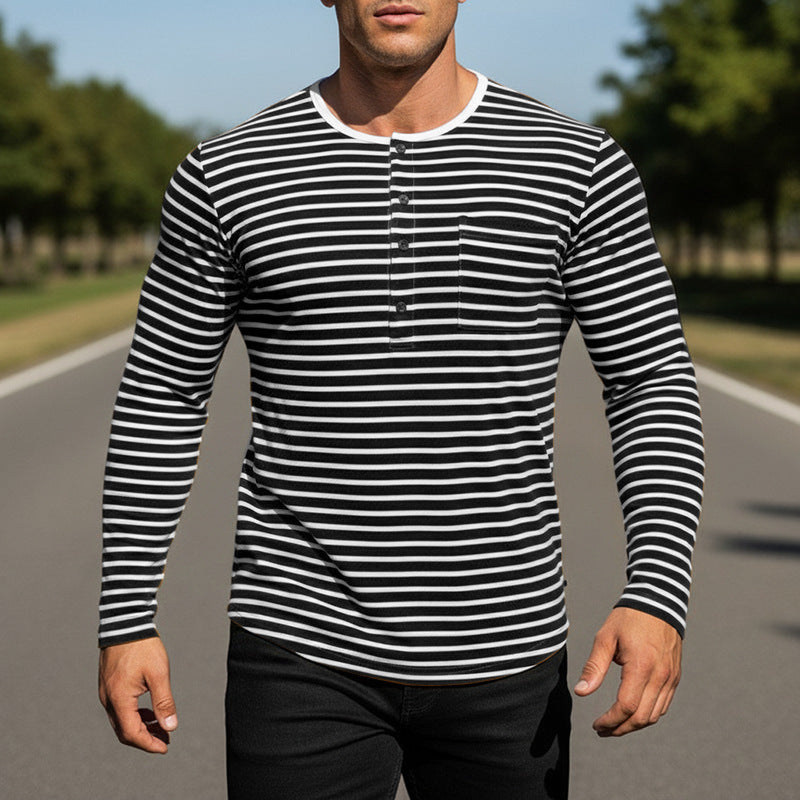 Herren Langarmshirt Gestreift | LuxeStyle