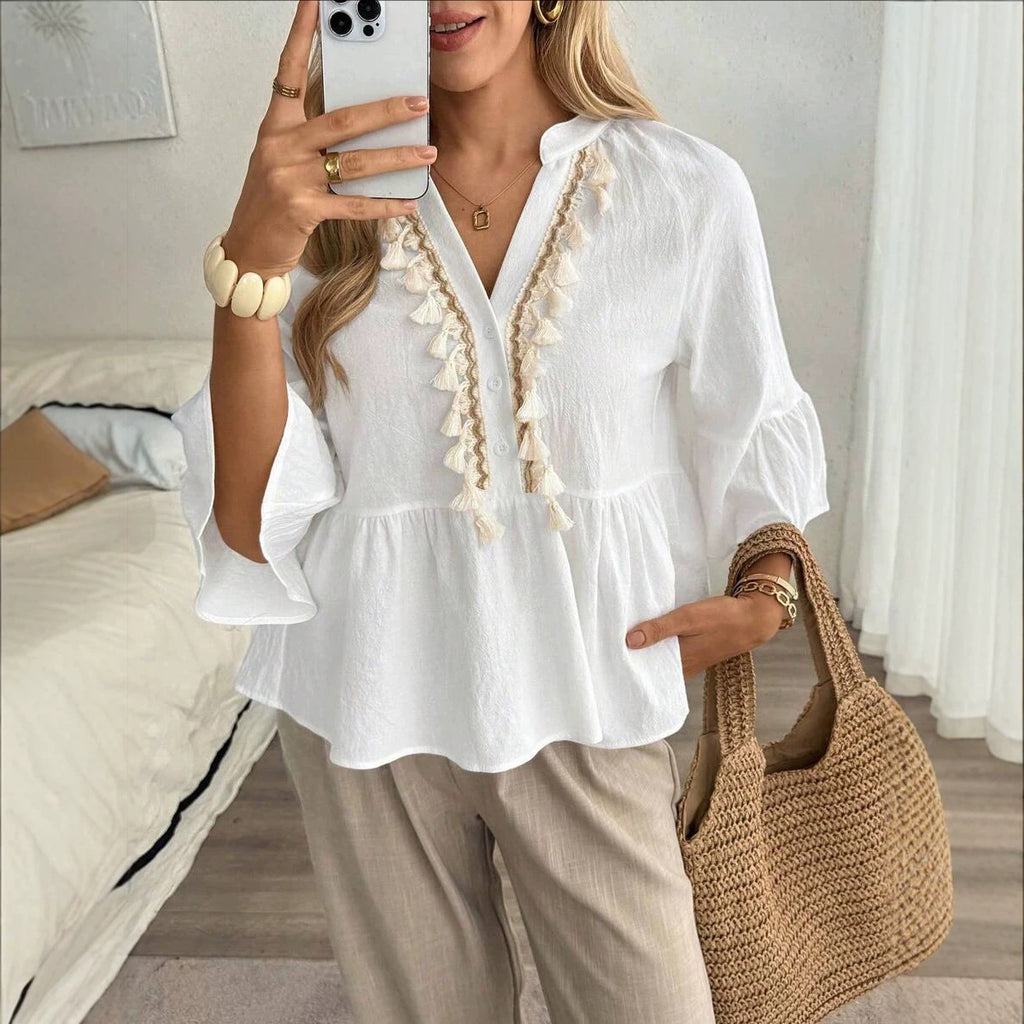 Sommer-Top «Sole» – V-Neck mit Knopfleiste