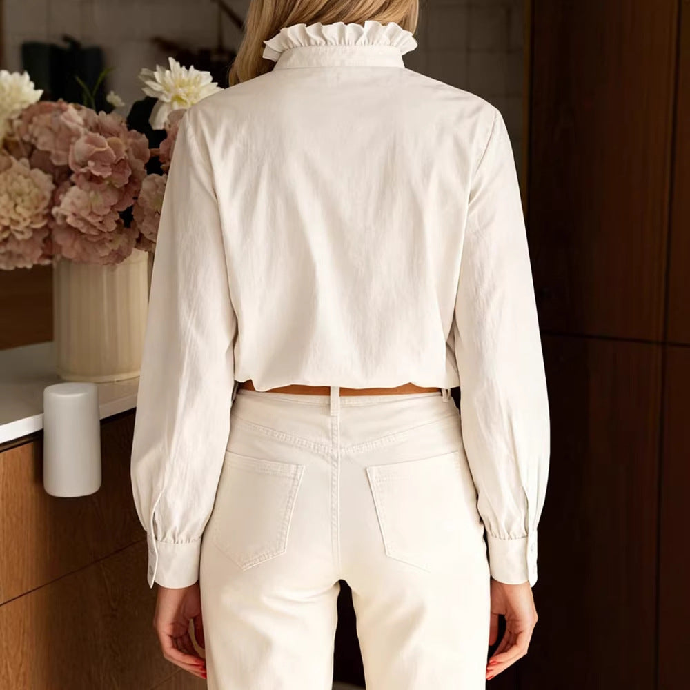 Damen Langarmhemd mit Stickerei | LuxeStyle