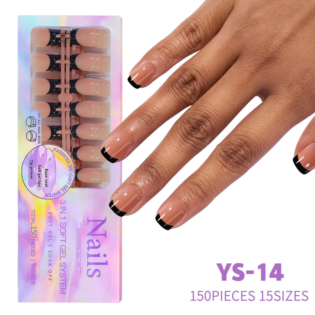 French Black Armour Wearable Nails