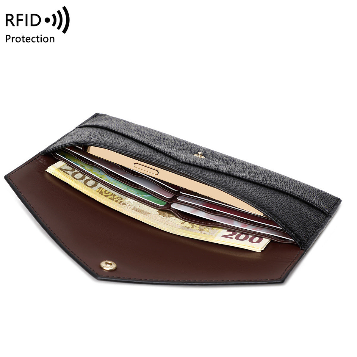 RFID-Sicheres Portemonnaie – Schwarz – Bild 5 | LuxeStyle