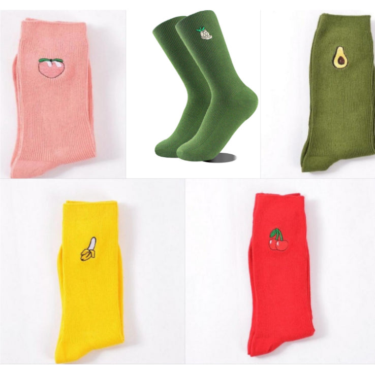4er-Set Socken mit Früchtemotiven