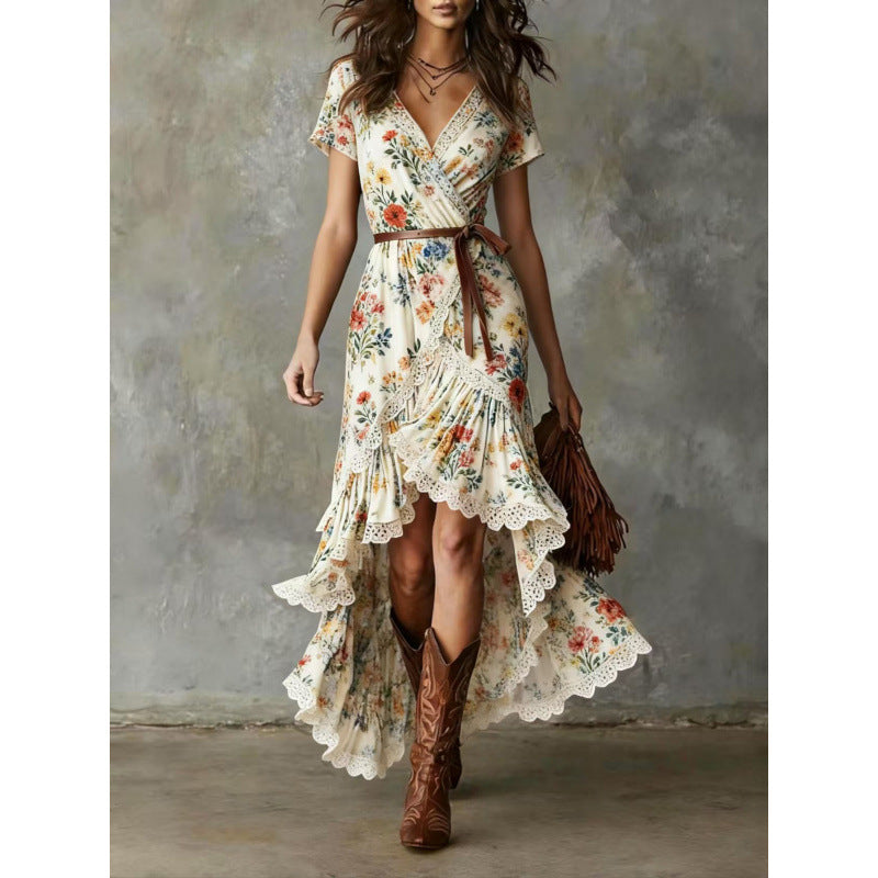 Bohemian-Kleid mit V-Ausschnitt