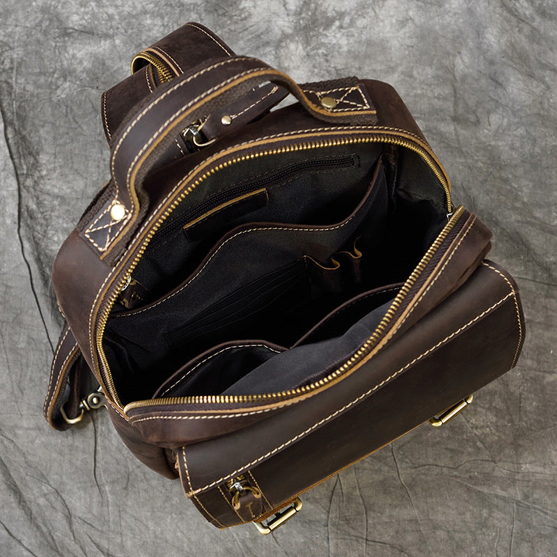 Retro Lederrucksack für Herren und Studenten – Ansicht 2